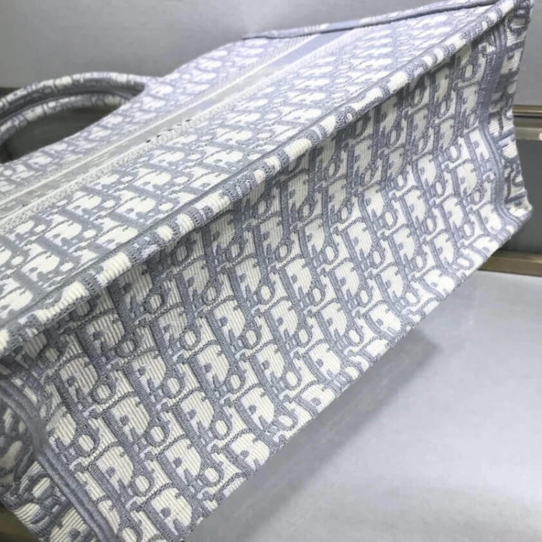Replica bags May be ca Dior Small Book Tote Grey Oblique Embroidery