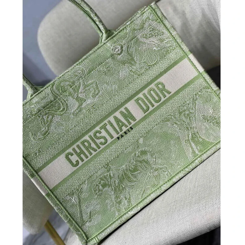 Replica ysl bags Introduced Dior Small Book Tote Lime Toile de Jouy Reverse Embroidery