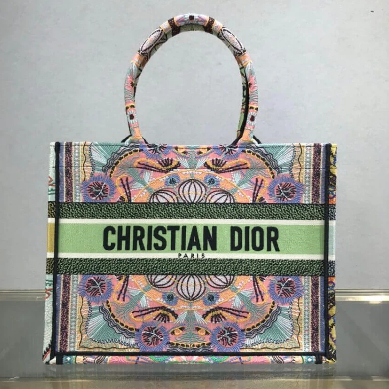 The Dior B Dior Small Book Tote Multicolor In Lights Embroidery