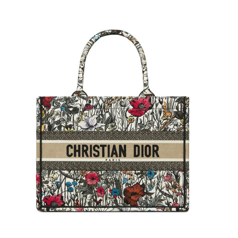 'Christia Dior Small Book Tote Multicolor Mille Fleurs Embroidery