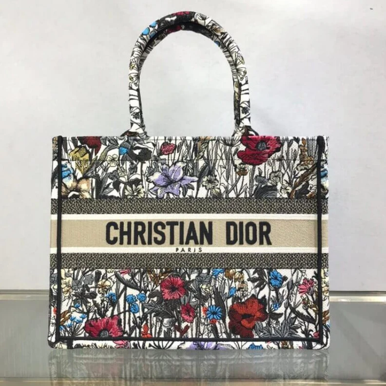 Replica ysl bags 'Christia Dior Small Book Tote Multicolor Mille Fleurs Embroidery