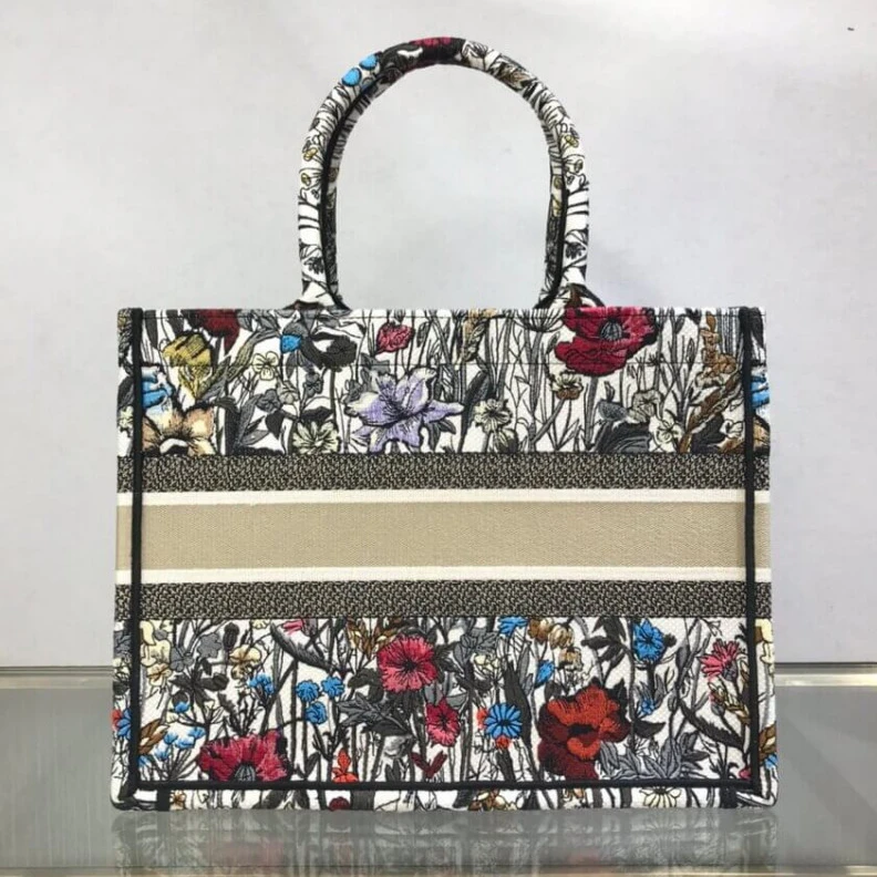 Replica ysl bags 'Christia Dior Small Book Tote Multicolor Mille Fleurs Embroidery