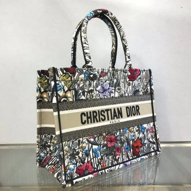 Replica ysl bags 'Christia Dior Small Book Tote Multicolor Mille Fleurs Embroidery