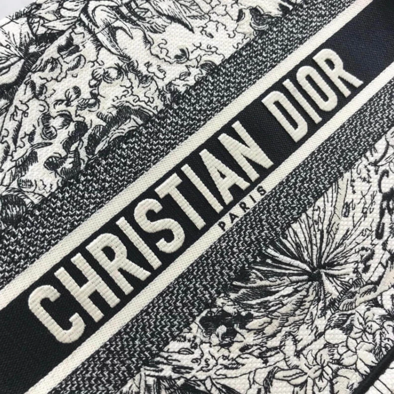 Top lv 'Christia Dior Small Book Tote in Latte Multicolor Zodiac Embroidery
