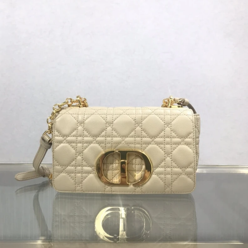 The new Di Dior Small Caro Bag Beige Supple Cannage Calfskin