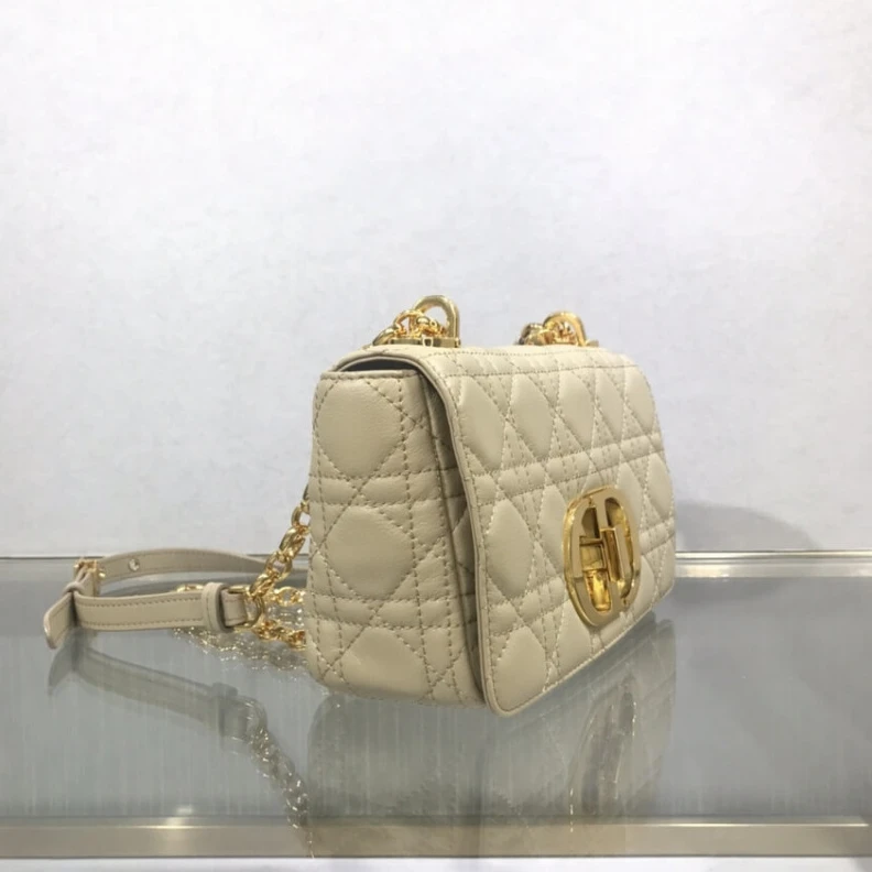 Replica bags The new Di Dior Small Caro Bag Beige Supple Cannage Calfskin