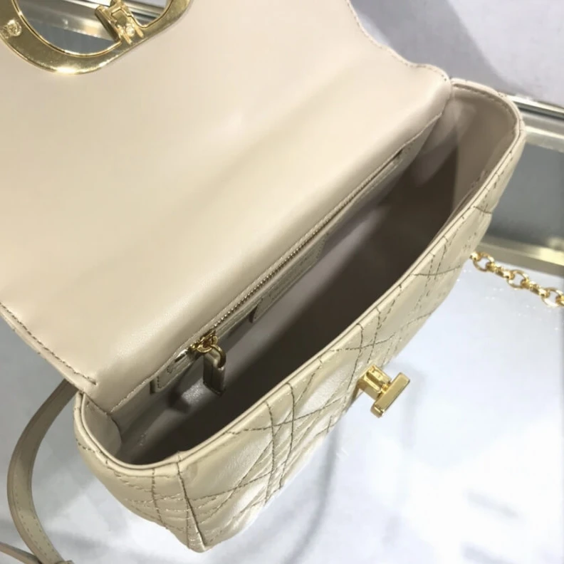 Replica bags The new Di Dior Small Caro Bag Beige Supple Cannage Calfskin