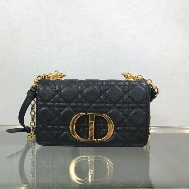 Replica bags Embossed Dior Small Caro Bag Black Supple Cannage Calfskin