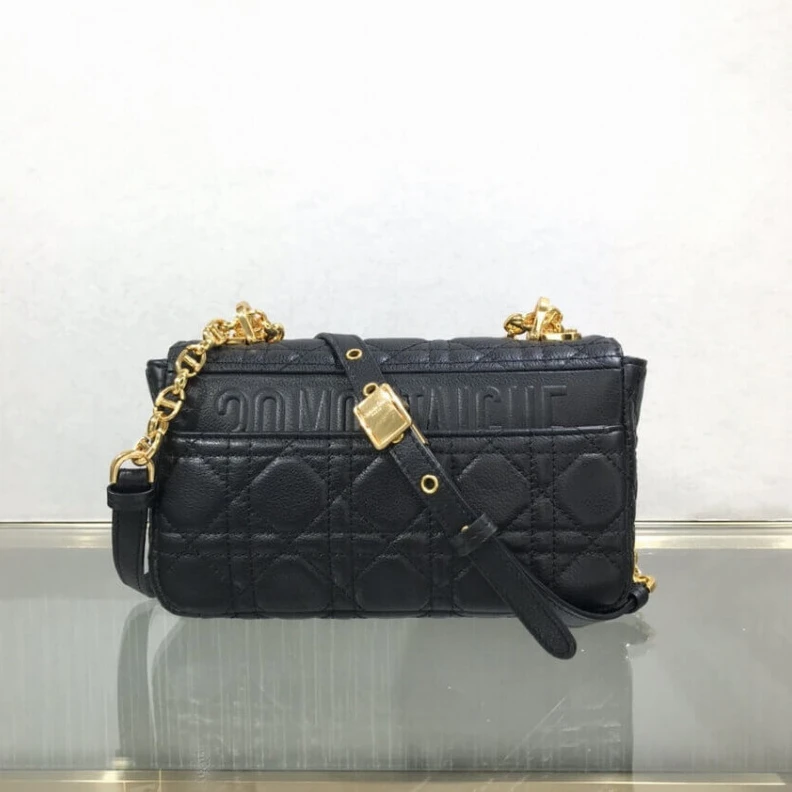 Replica bags Embossed Dior Small Caro Bag Black Supple Cannage Calfskin