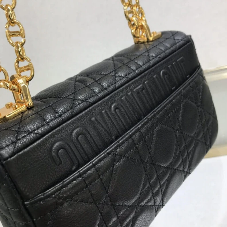 Replica bags Embossed Dior Small Caro Bag Black Supple Cannage Calfskin