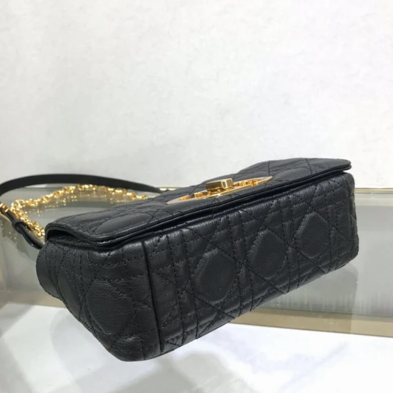 Replica bags Embossed Dior Small Caro Bag Black Supple Cannage Calfskin