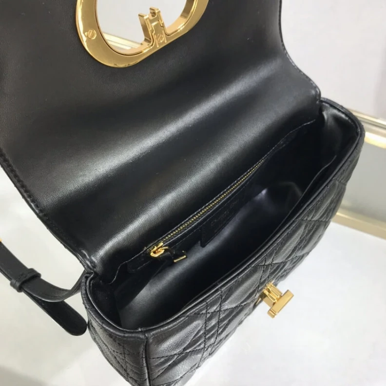 Replica bags Embossed Dior Small Caro Bag Black Supple Cannage Calfskin