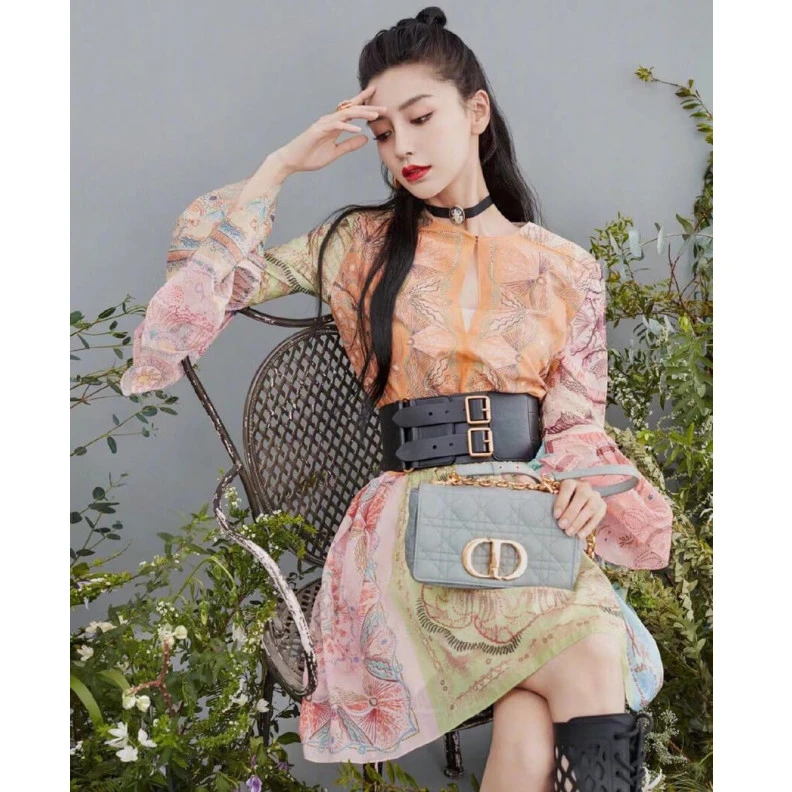 Top lv Back pock Dior Small Caro Bag Grey Supple Cannage Calfskin