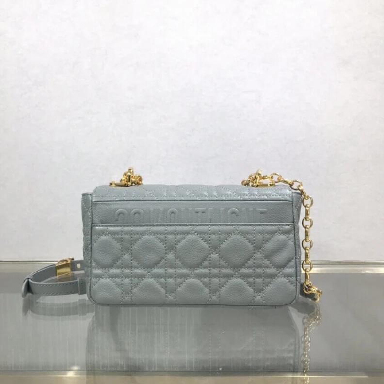 Top lv Back pock Dior Small Caro Bag Grey Supple Cannage Calfskin