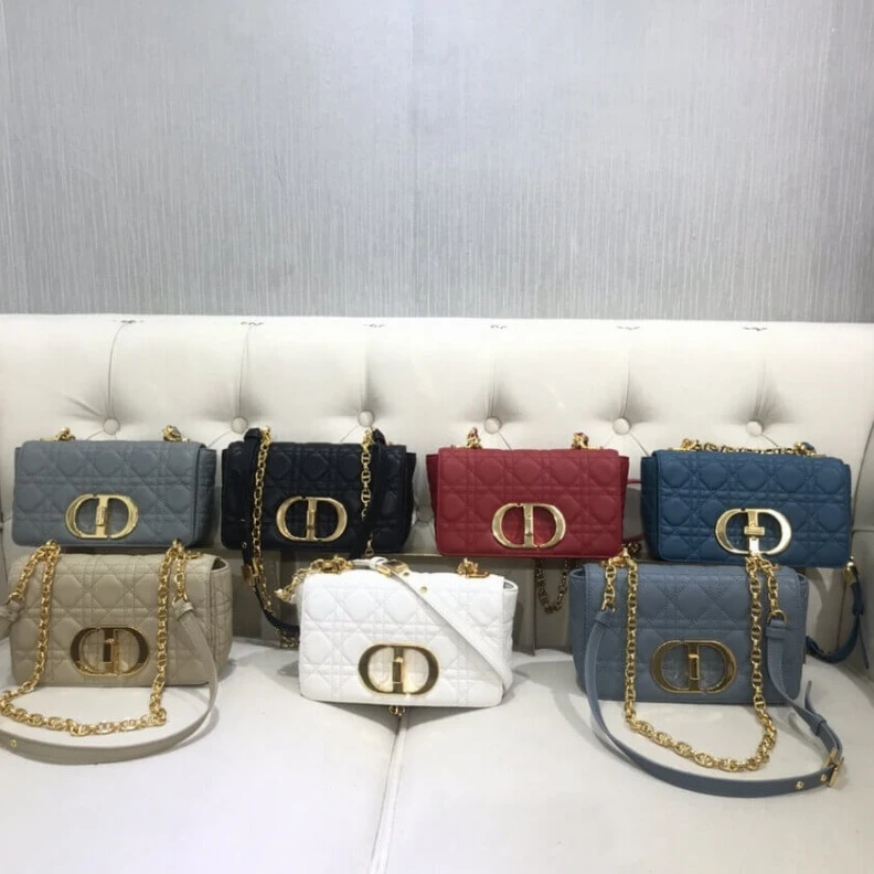 Top lv Back pock Dior Small Caro Bag Grey Supple Cannage Calfskin