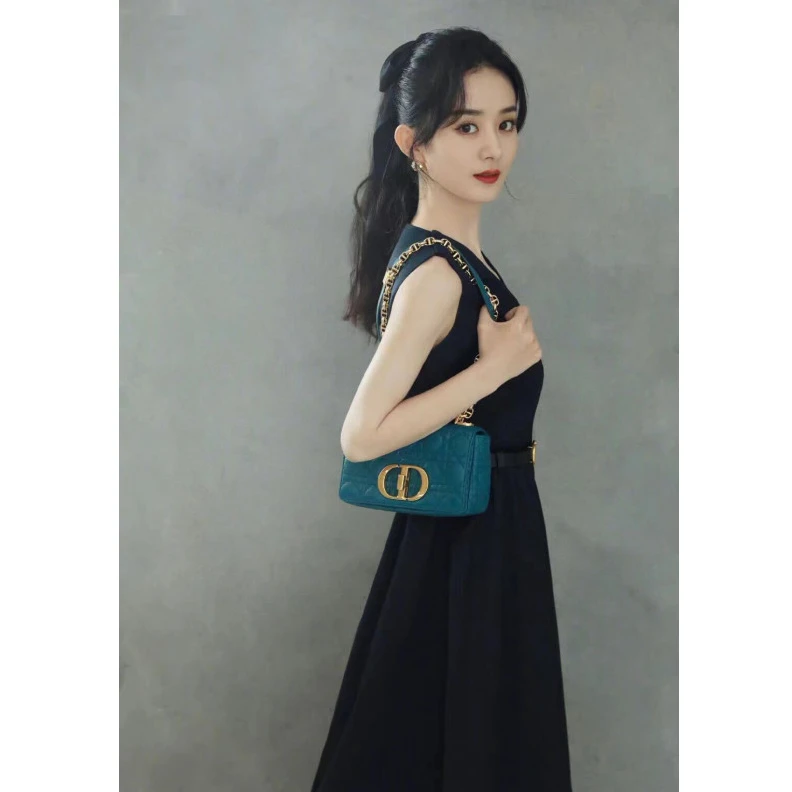 Replica bags Flap clos Dior Small Caro Bag Ocean Blue Supple Cannage Calfskin