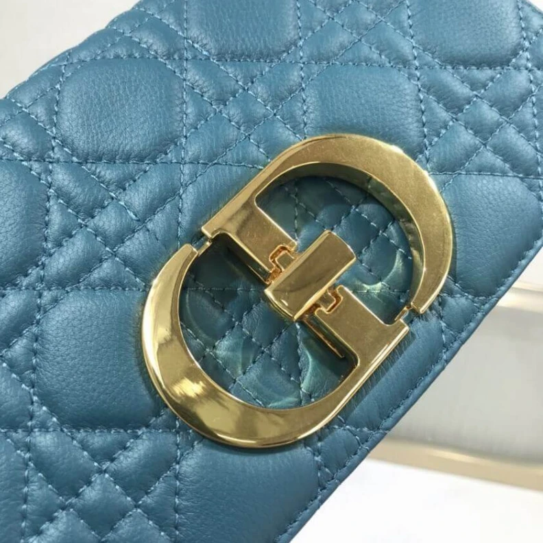 Replica bags Flap clos Dior Small Caro Bag Ocean Blue Supple Cannage Calfskin