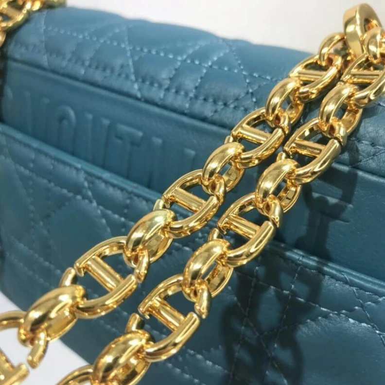 Replica bags Flap clos Dior Small Caro Bag Ocean Blue Supple Cannage Calfskin