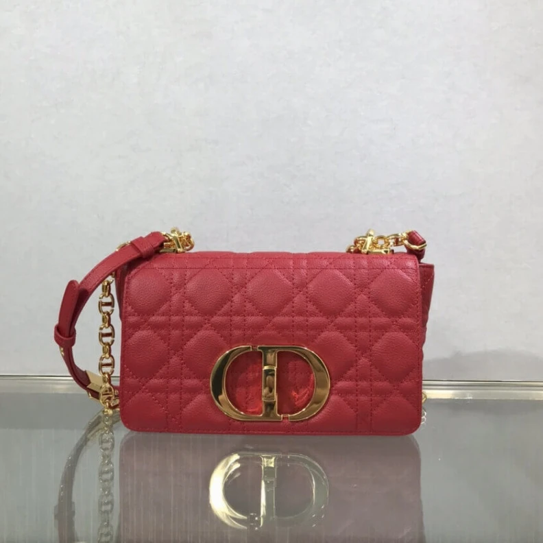 High quality replica bags Flap clos Dior Small Caro Bag Red Supple Cannage Calfskin