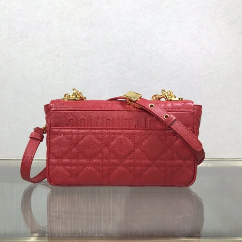 High quality replica bags Flap clos Dior Small Caro Bag Red Supple Cannage Calfskin