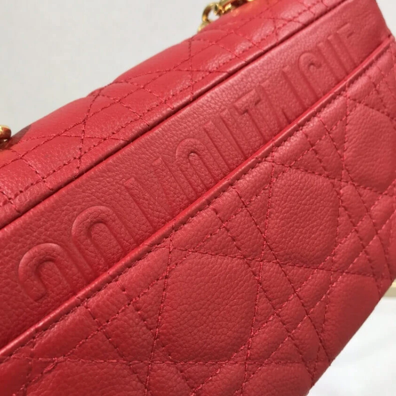 High quality replica bags Flap clos Dior Small Caro Bag Red Supple Cannage Calfskin