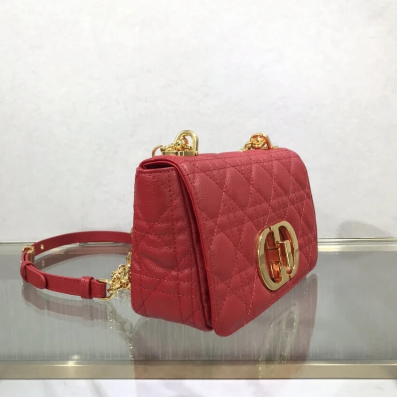 High quality replica bags Flap clos Dior Small Caro Bag Red Supple Cannage Calfskin