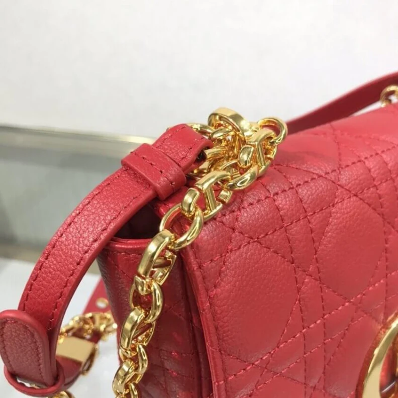 High quality replica bags Flap clos Dior Small Caro Bag Red Supple Cannage Calfskin
