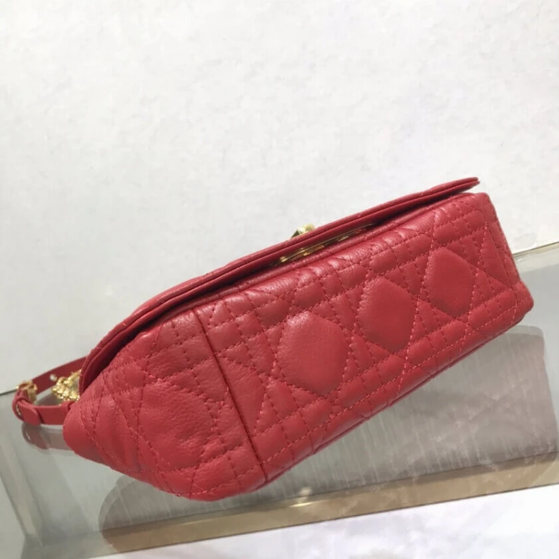 High quality replica bags Flap clos Dior Small Caro Bag Red Supple Cannage Calfskin