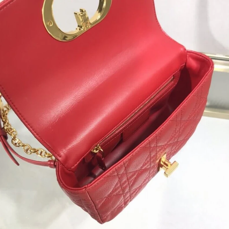 High quality replica bags Flap clos Dior Small Caro Bag Red Supple Cannage Calfskin