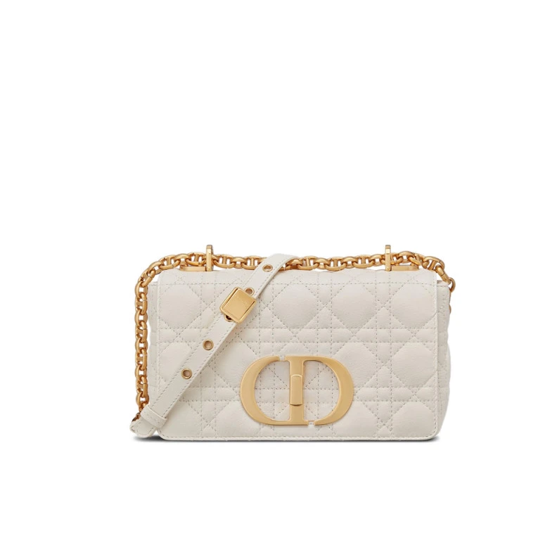 20 x 12 x Dior Small Caro Bag White Supple Cannage Calfskin