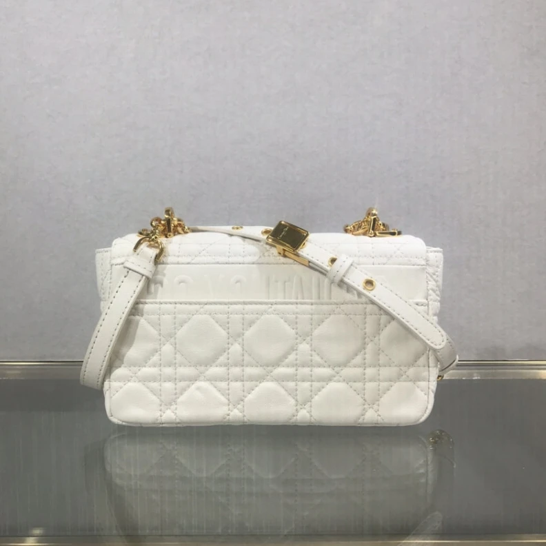 Replica valentino bags 20 x 12 x Dior Small Caro Bag White Supple Cannage Calfskin