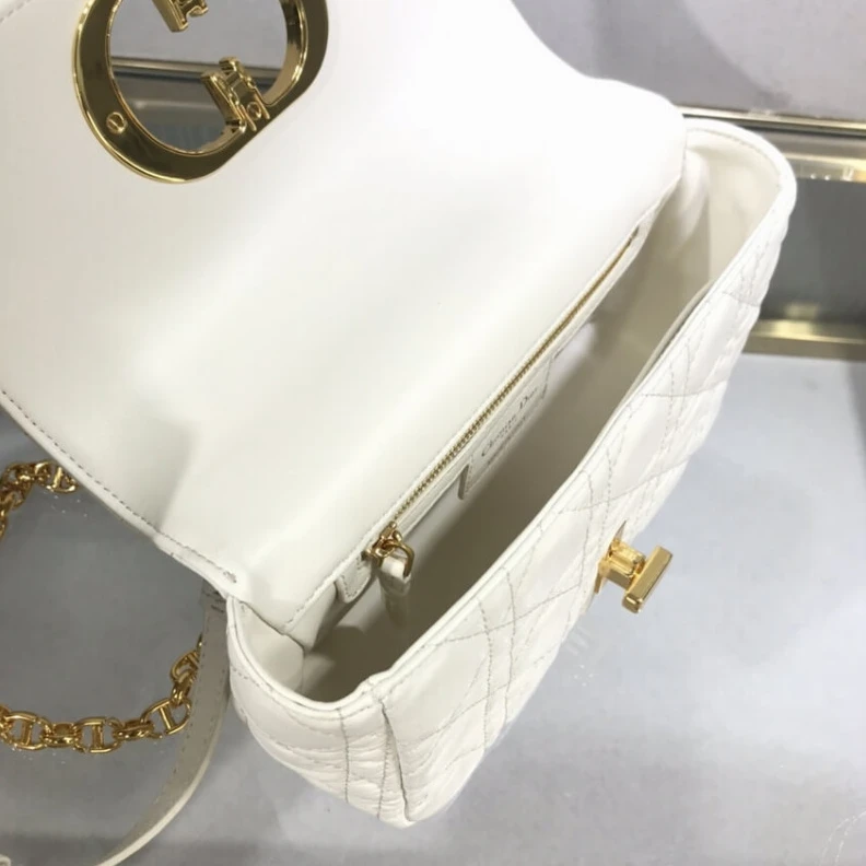 Replica valentino bags 20 x 12 x Dior Small Caro Bag White Supple Cannage Calfskin