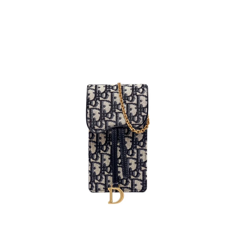Removable Dior Vertical Saddle Pouch Blue Oblique Jacquard