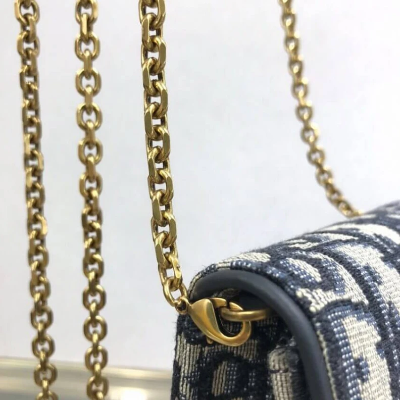 Replica bags Removable Dior Vertical Saddle Pouch Blue Oblique Jacquard