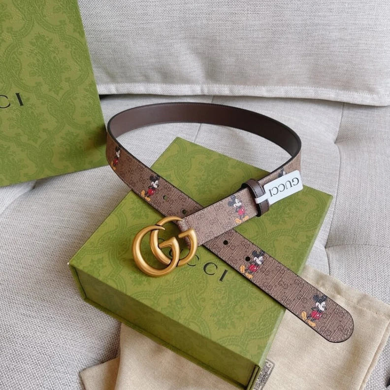 Antiqued Disney x Gucci Supreme GG Canvas 30mm Belt with Double G Buckle