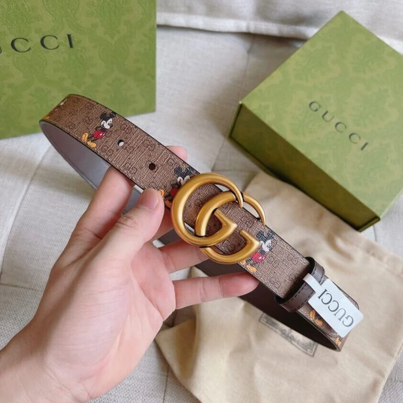 Replica bag Antiqued Disney x Gucci Supreme GG Canvas 30mm Belt with Double G Buckle