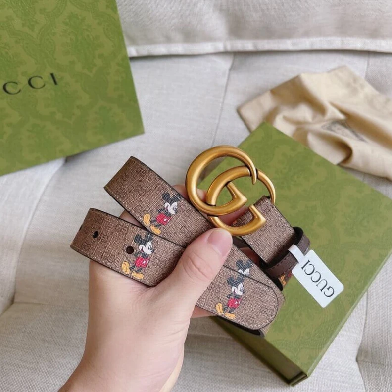 Replica bag Antiqued Disney x Gucci Supreme GG Canvas 30mm Belt with Double G Buckle