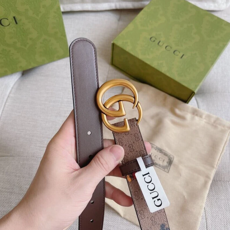 Replica bag Antiqued Disney x Gucci Supreme GG Canvas 30mm Belt with Double G Buckle