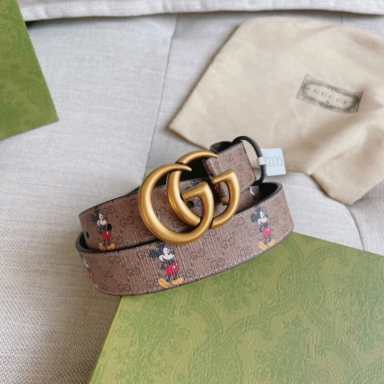 Replica bag Antiqued Disney x Gucci Supreme GG Canvas 30mm Belt with Double G Buckle