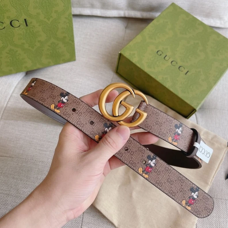 Replica bag Antiqued Disney x Gucci Supreme GG Canvas 30mm Belt with Double G Buckle