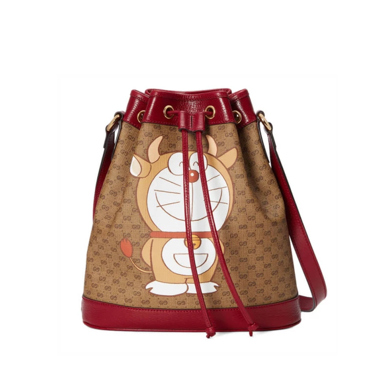 Shiny gol Doraemon x Gucci Small Bucket Bag