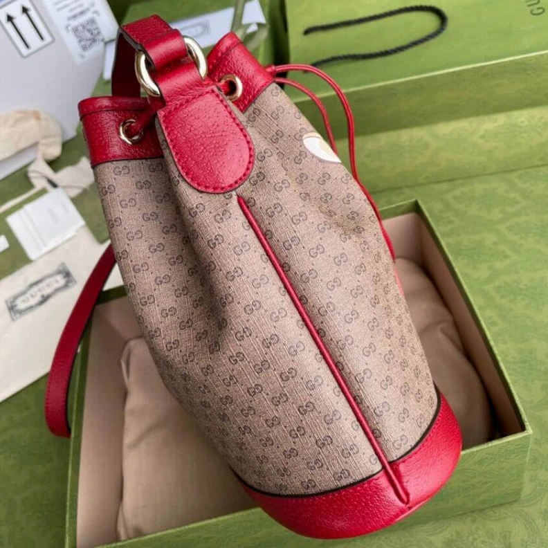 Replica bags lv Shiny gol Doraemon x Gucci Small Bucket Bag
