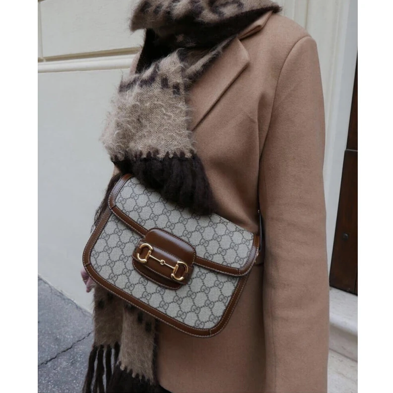 Replica bags Each bag Gucci 1955 Horsebit Brown GG Supreme Canvas Shoulder Bag
