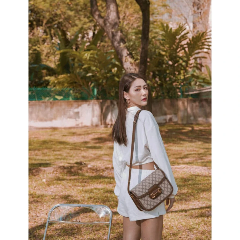 Replica bags Each bag Gucci 1955 Horsebit Brown GG Supreme Canvas Shoulder Bag