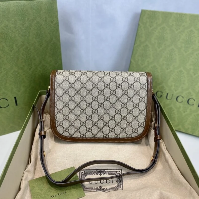 Replica bags Each bag Gucci 1955 Horsebit Brown GG Supreme Canvas Shoulder Bag