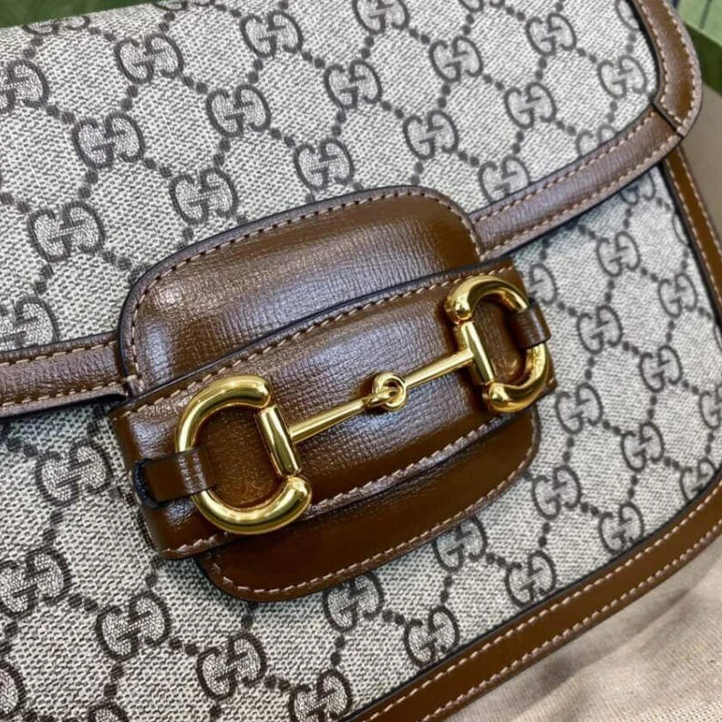 Replica bags Each bag Gucci 1955 Horsebit Brown GG Supreme Canvas Shoulder Bag