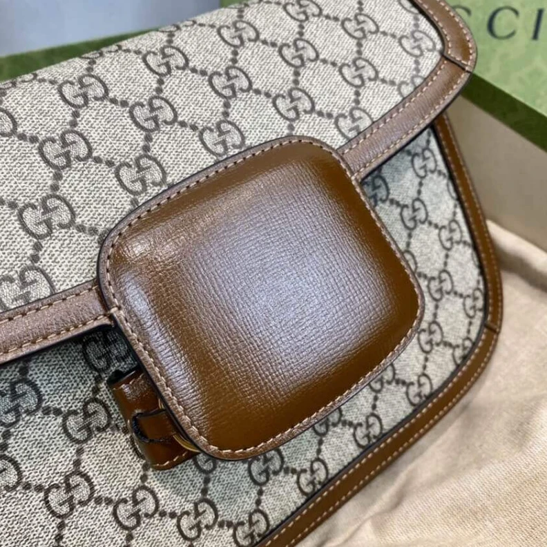 Replica bags Each bag Gucci 1955 Horsebit Brown GG Supreme Canvas Shoulder Bag