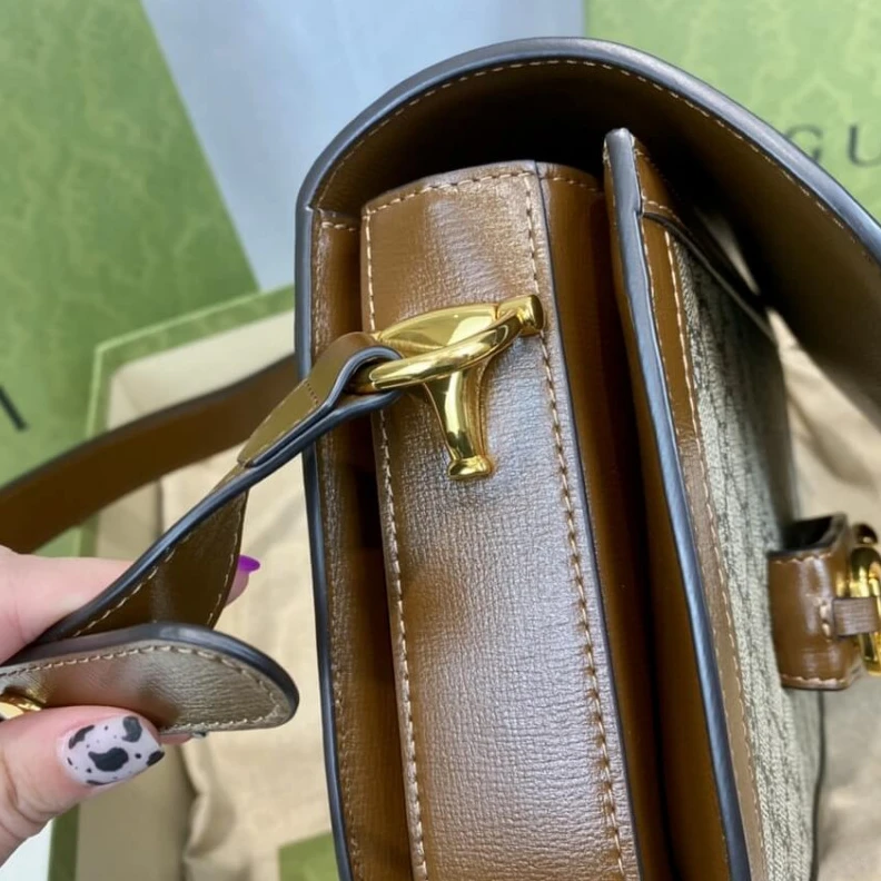 Replica bags Each bag Gucci 1955 Horsebit Brown GG Supreme Canvas Shoulder Bag