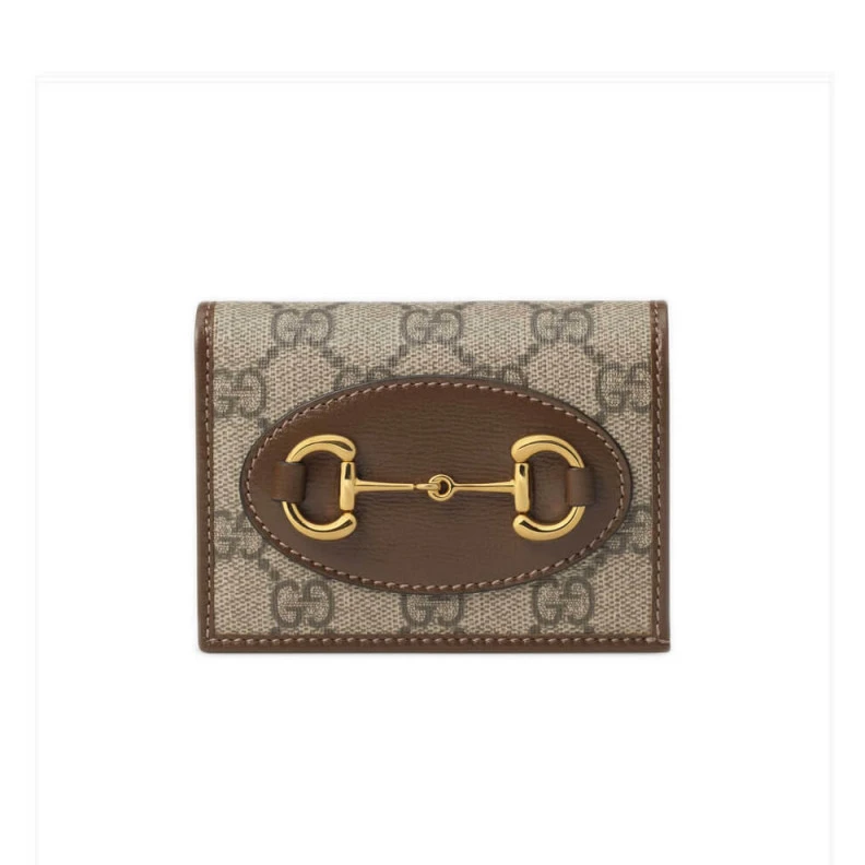 Closed: 4 Gucci 1955 Horsebit GG Canvas Card Case Wallet