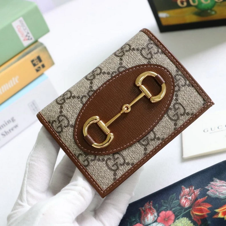 Replica bags lv Closed: 4 Gucci 1955 Horsebit GG Canvas Card Case Wallet